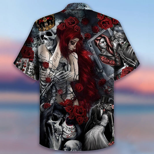 Red Skull Rose Nice Ornamental Hawaiian Shirt,Hawaiian Shirt Gift, Christmas Gift