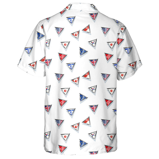 Triangular Metal Flags Symbols Collection Pattern Hawaiian Shirt, Hawaiian Shirt Gift, Christmas Gift