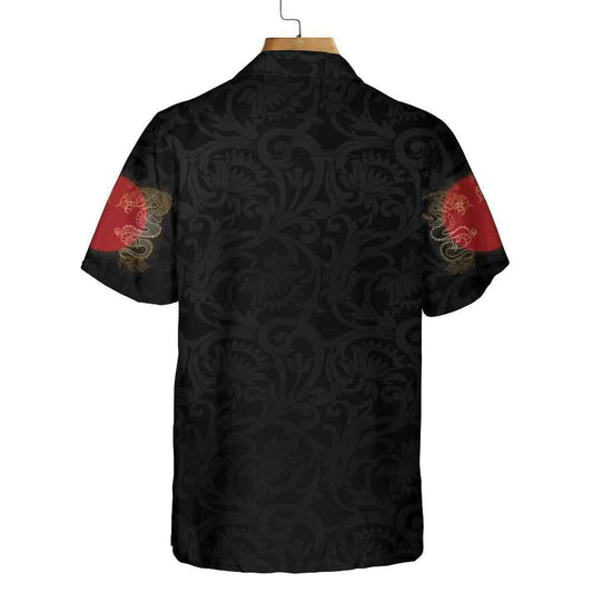 Red Chinese Dragon On Black Themed Hawaiian Shirt,Hawaiian Shirt Gift, Christmas Gift