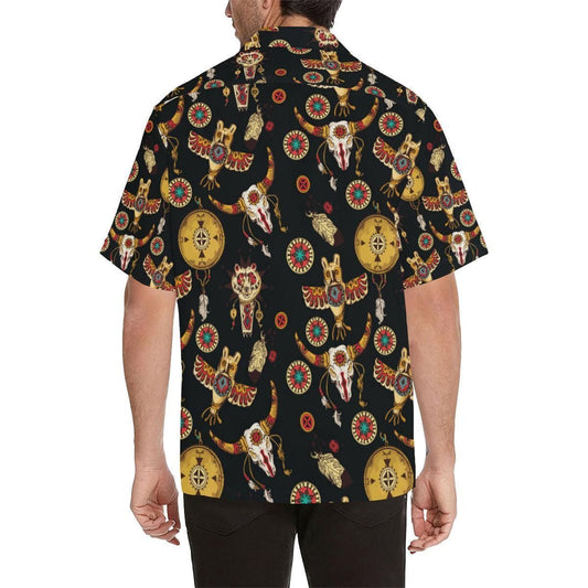 Native American Circle Shape Buffalo Pattern Black Theme Hawaiian Shirt, Hawaiian Shirt Gift, Christmas Gift