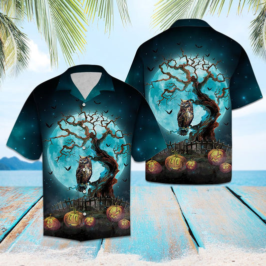 Owl King Deep Purple Background Hawaiian Shirt,Hawaiian Shirt Gift, Christmas Gift