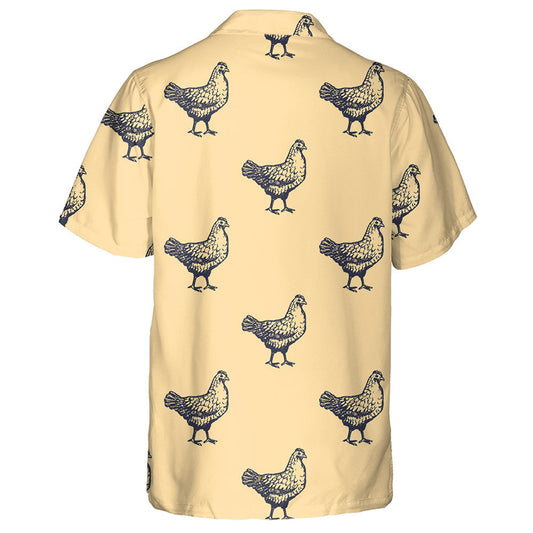 Retro Style Background With Black Chicken Hawaiian Shirt,Hawaiian Shirt Gift, Christmas Gift