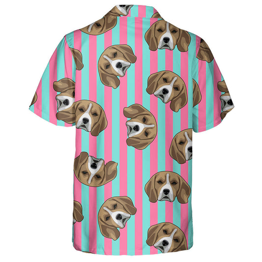 Face Of Beagle Dog On Striped Background Hawaiian Shirt, Hawaiian Shirt Gift, Christmas Gift