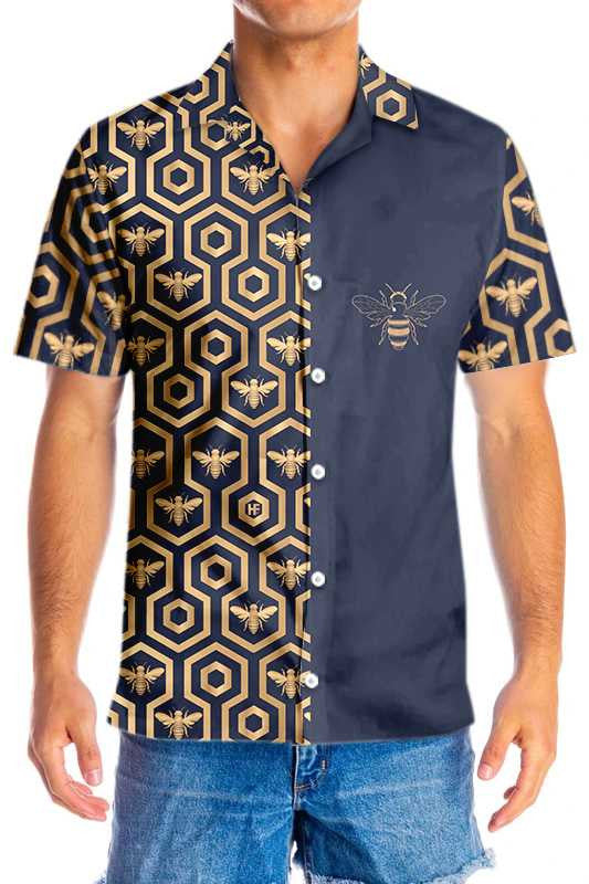 Dearadh Heicseagán Clasaiceach Hive Bee Hive Léine Haváís, haváís le haghaidh bronntanais