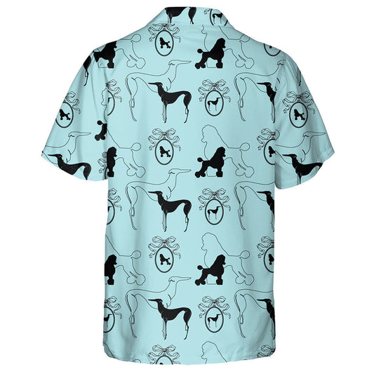 Elegant Blue Background With Dogs And Love Hawaiian Shirt, Hawaiian Shirt Gift, Christmas Gift