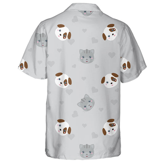 Animal Cat And Dog On Grey Background With Love Hawaiian Shirt, Hawaiian Shirt Gift, Christmas Gift