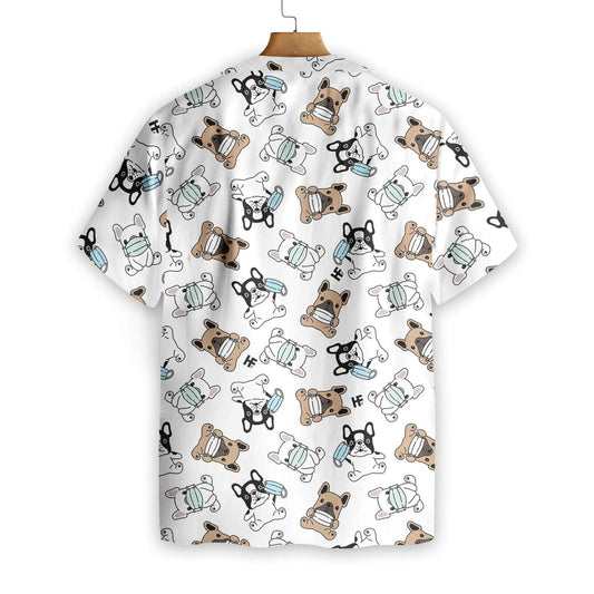 Bulldog gleoite Fraincis Le Masc Aghaidh Cúlra Bán Léine Haváís, Bronntanas Léine Haváís, Bronntanas Nollag