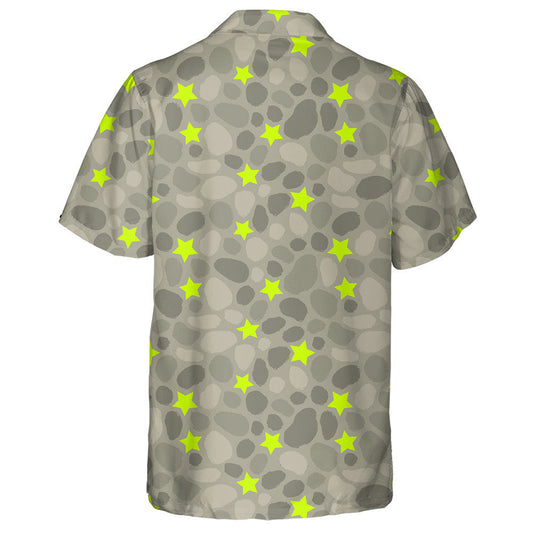Bright Green Stars On Gray Camo Background Hawaiian Shirt, Hawaiian Shirt Gift, Christmas Gift