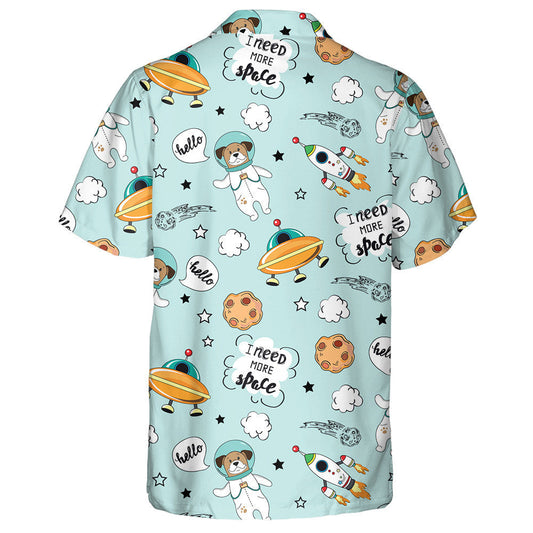 Space Stickers Funny Dog On Blue Background Hawaiian Shirt, Hawaiian Shirt Gift, Christmas Gift