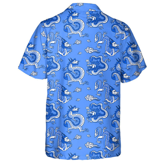 Chinese Dragon In The Sky Hand Drawn Hawaiian Shirt, Hawaiian Shirt Gift, Christmas Gift