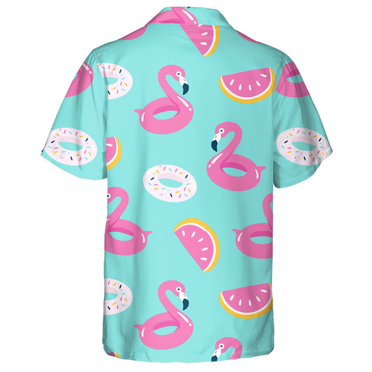 Linn an tSamhraidh ar Snámh Le Flamingo Donut Agus Léine Haváís Watermelon, Bronntanas Léine Haváís, Bronntanas Nollag