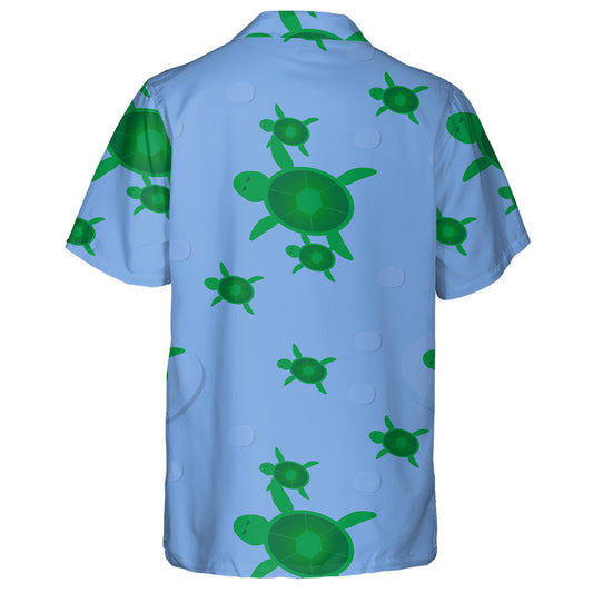 Turtar Glas Agus Leanbh ar Mhuir Ghorm Cartún Léine Haváís, Bronntanas Léine Haváís, Bronntanas Nollag