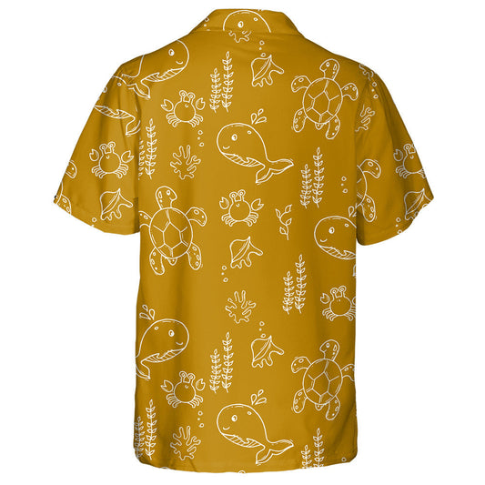 Sea Life Mustard Turtle And Jungle Hawaiian Shirt,Hawaiian Shirt Gift, Christmas Gift