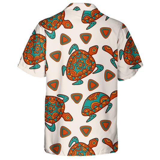 Hand Drawn Tribal Turtles With Multicolor Ornamental Hawaiian Shirt, Hawaiian Shirt Gift, Christmas Gift