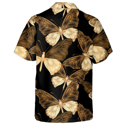 Spring Theme Exotic Tropical Butterflies On Black Hawaiian Shirt, Hawaiian Shirt Gift, Christmas Gift