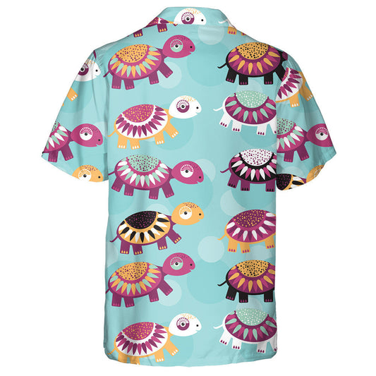 Funny Cute Turtle Animal On Blue Background Hawaiian Shirt, Hawaiian Shirt Gift, Christmas Gift
