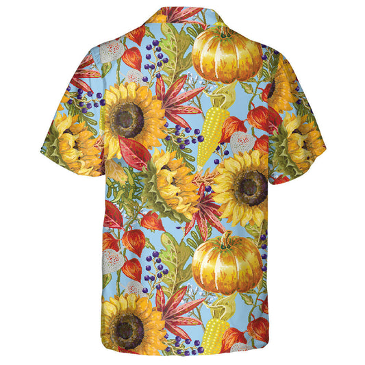 Eilimintí Séasúr an Fhómhair Dia duit Le Lus na Gréine Pumkin Agus Duilleoga Léine Haváís, Bronntanas Léine Haváís, Bronntanas Nollag