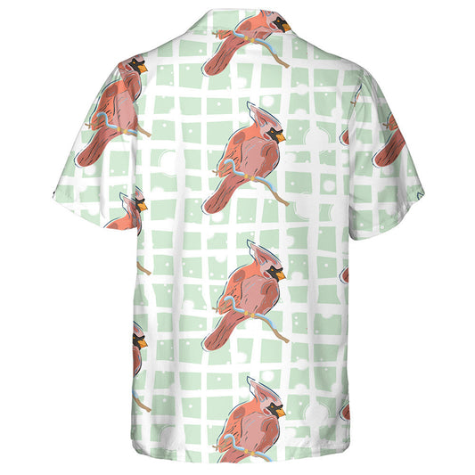 Red Cardinal Bird On Snow Background Hawaiian Shirt,Hawaiian Shirt Gift, Christmas Gift