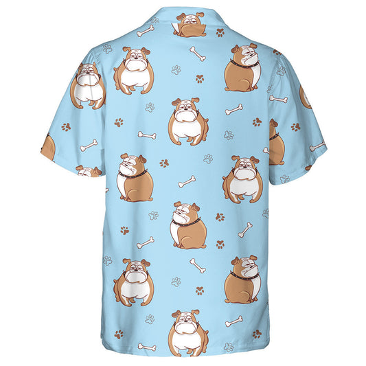 Bulldogs Gleoite Cartúin Ar Chúlra Gorm Léine Haváí, Bronntanas Léine Haváí, Bronntanas Nollag