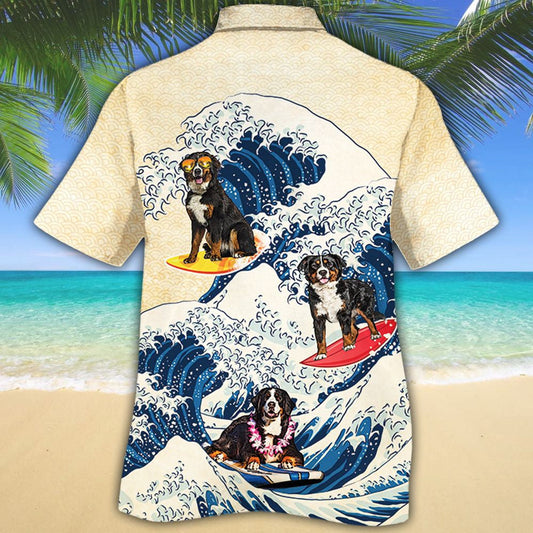 Lovers Madraí Fulaingt Sléibhe Bernese Léine Haváís Blue Wave, Bronntanas Léine Haváíais, Bronntanas Nollag