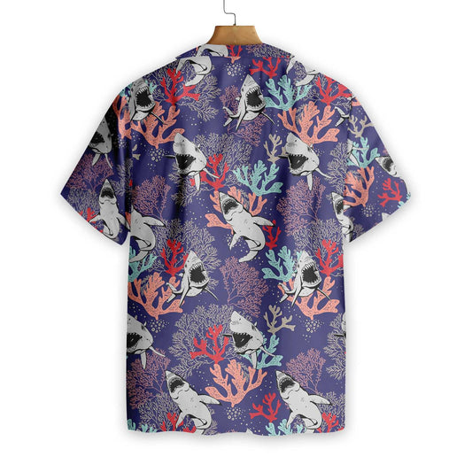 Aquatic Ecosystem Blue Ocean Coral Sharks Hawaiian Shirt,Hawaiian Shirt Gift, Christmas Gift