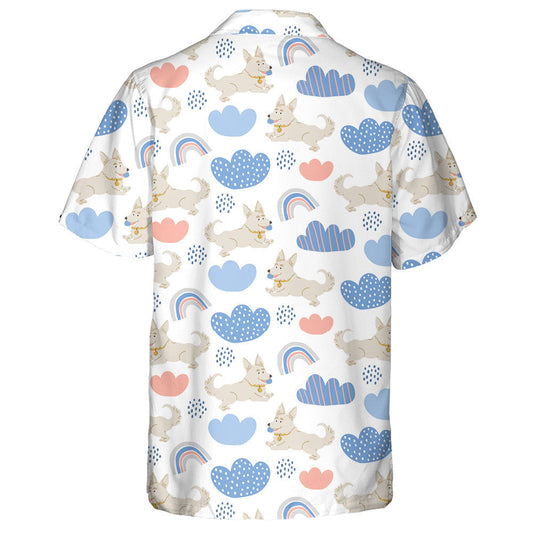 Madraí gleoite Corgi Le Bogha Báistí Liathróid Ar Léine Bán Haváís, Bronntanas Léine Haváís, Bronntanas Nollag