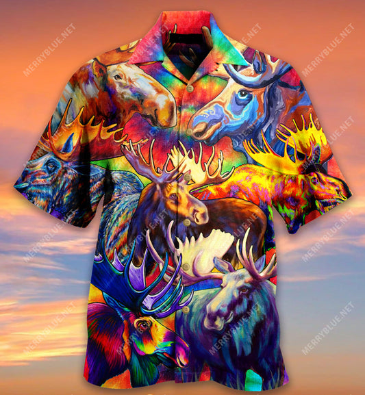 Corlorful Mooses Hawaiian Shirt, Hwaiian For Gift