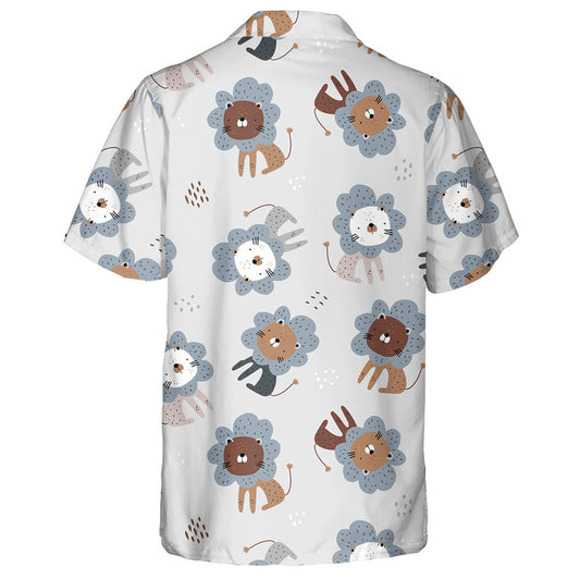 Funny Lions On Gray Background Hawaiian Shirt,Hawaiian Shirt Gift, Christmas Gift