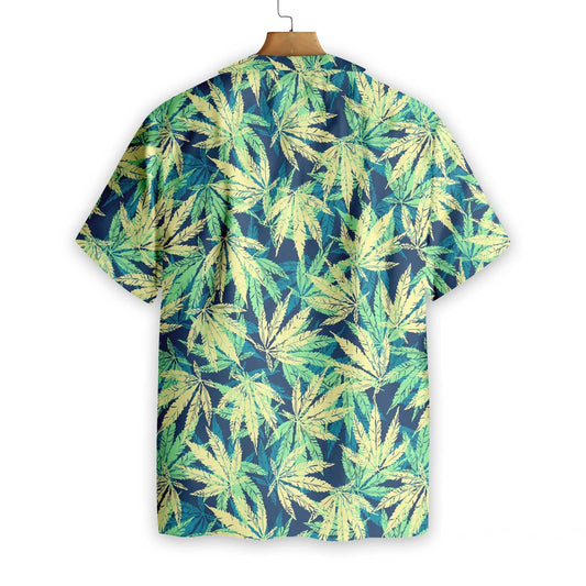 Dark Blue Tropical Marijuana Leaves Design Hawaiian Shirt,Hawaiian Shirt Gift, Christmas Gift