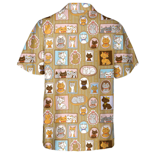 Cute Cats Retro Portraits Vintage Background Hawaiian Shirt, Hawaiian Shirt Gift, Christmas Gift