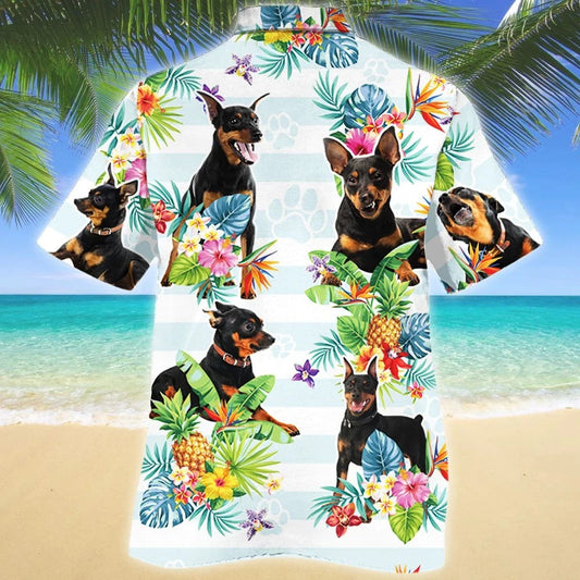 Patrún Bláthanna agus Duilleoga Trópaiceacha Madraí Mion-Pinscher Léine Haváí, Bronntanas Léine Haváís, Bronntanas Nollag