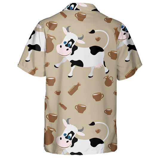 Cheerful Cow And Dairy Products Doodle Style Hawaiian Shirt, Hawaiian Shirt Gift, Christmas Gift