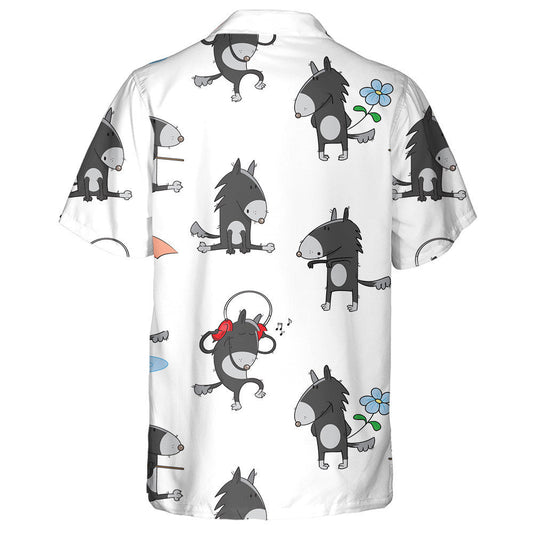 Cute Cartoon Wolves On A White Background Hawaiian Shirt, Hawaiian Shirt Gift, Christmas Gift