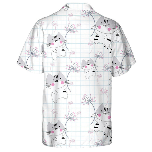 Cute Cat In The Sky With Dandelion Flower Hawaiian Shirt, Hawaiian Shirt Gift, Christmas Gift