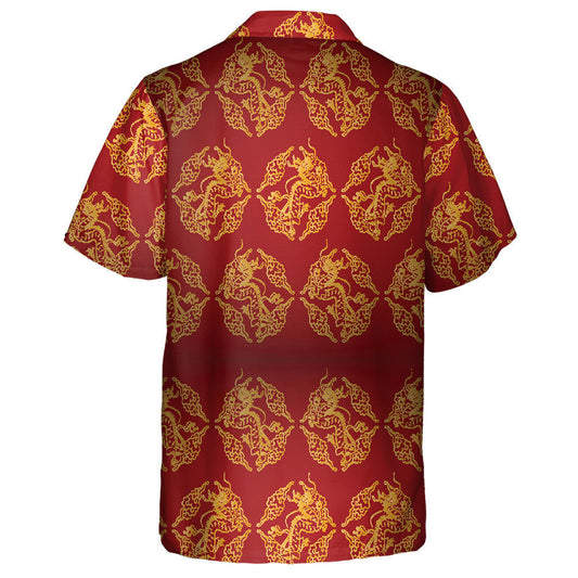 Golden Dragons And Chinese Cloud Vintage Style Hawaiian Shirt, Hawaiian Shirt Gift, Christmas Gift