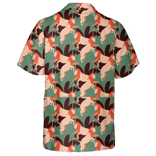 Orange Lion Running On Green Background Hawaiian Shirt,Hawaiian Shirt Gift, Christmas Gift