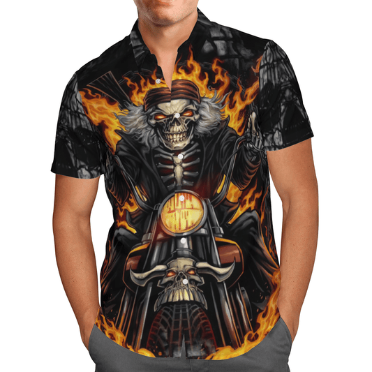 Biker Skull Gorgeous Hawaiian Shirt,Hawaiian Shirt Gift, Christmas Gift