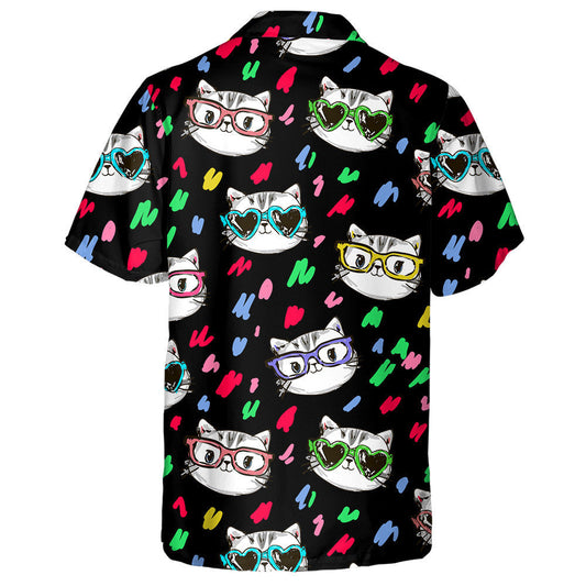 Cute Cats Animal Pet On Black Background Hawaiian Shirt, Hawaiian Shirt Gift, Christmas Gift
