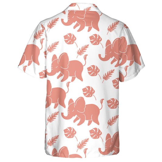 Funny Pink Elephants And Tropical Leaves Hawaiian Shirt,Hawaiian Shirt Gift, Christmas Gift