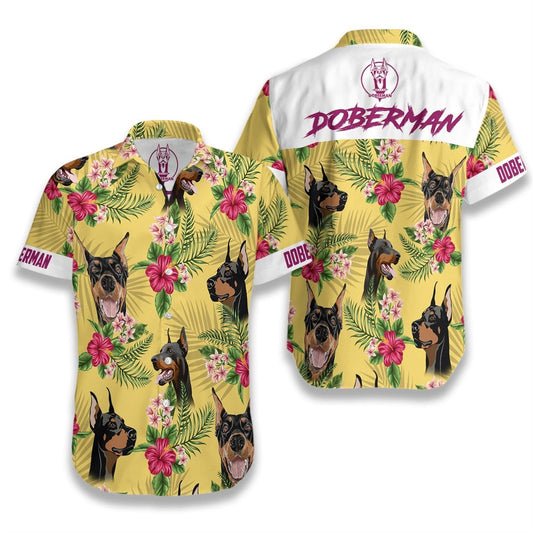 Dorberman Dog Pinscher Pattern Design Hawaiian Shirt,Hawaiian Shirt Gift, Christmas Gift