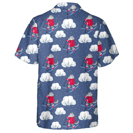 Funny Forest Wolf Animals And Winter Landscape Hawaiian Shirt, Hawaiian Shirt Gift, Christmas Gift