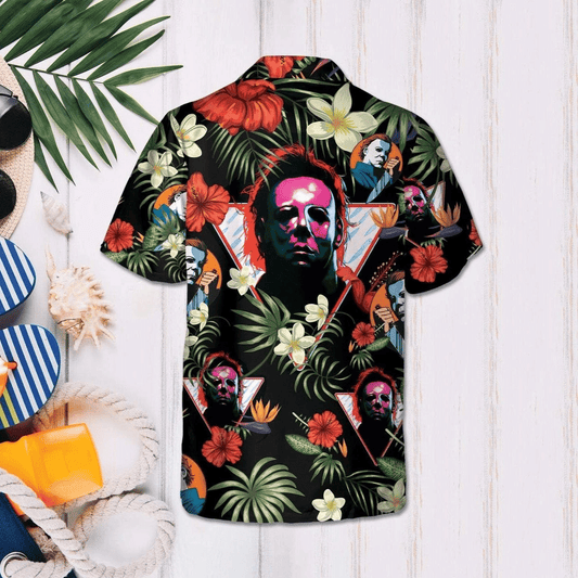 Oíche Shamhna Scary An Cruth Uafáis Killer Cúlra Trópaiceach Léine Haváís, Bronntanas Léine Haváís, Bronntanas Nollag