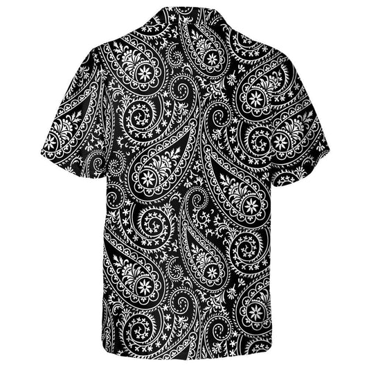 Cúlra Dubh le Patrún Paisley Galánta Lámh Tarraingthe Léine Haváís, Bronntanas Léine Haváís, Bronntanas Nollag