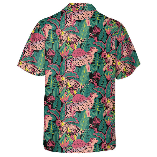 Modern Abstract Leopard With Tropical Leaves And Flowers Hawaiian Shirt, Hawaiian Shirt Gift, Christmas Gift