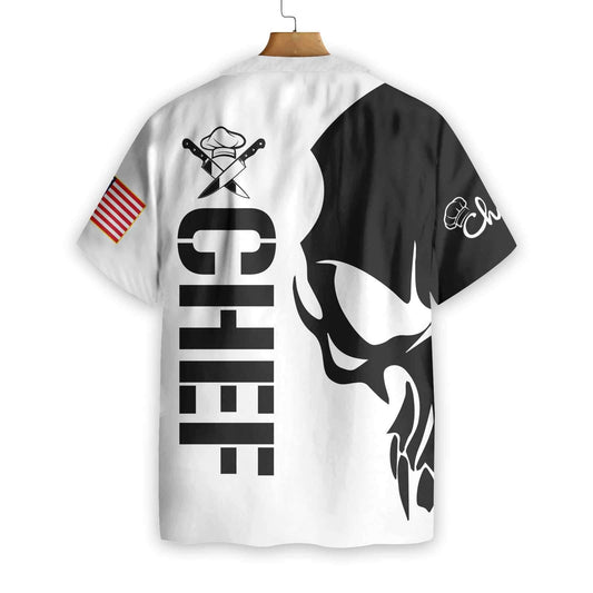 Skull Chef Black And White Design Hawaiian Shirt,Hawaiian Shirt Gift, Christmas Gift