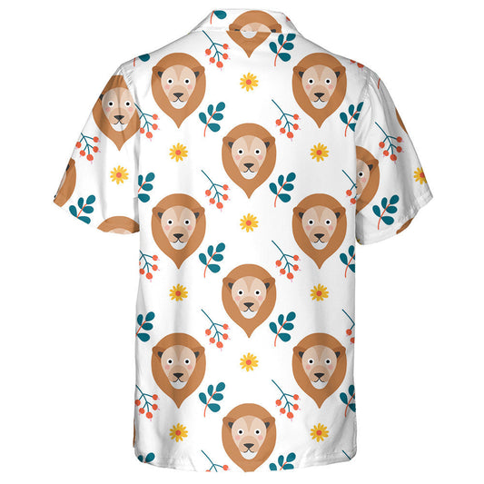Funny Lion Face With Flowers And Plants Hawaiian Shirt, Hawaiian Shirt Gift, Christmas Gift