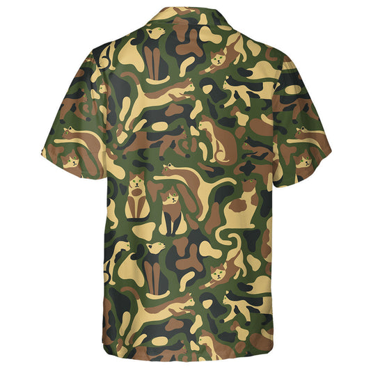 Camo Style With Cats Classic Military Colors Hawaiian Shirt, Hawaiian Shirt Gift, Christmas Gift