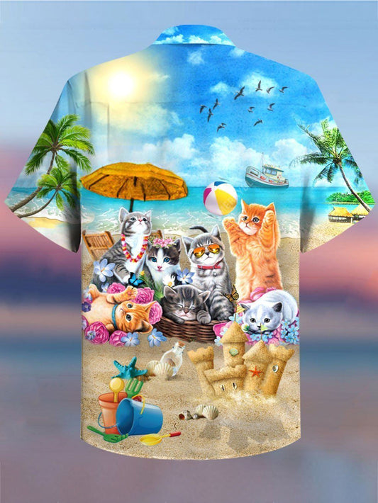 Play With Cats Watercolor Design Hawaiian Shirt,Hawaiian Shirt Gift, Christmas Gift