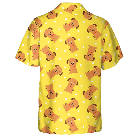 Multicolored Friendly Baby Dogs In Cartoon Background Hawaiian Shirt, Hawaiian Shirt Gift, Christmas Gift