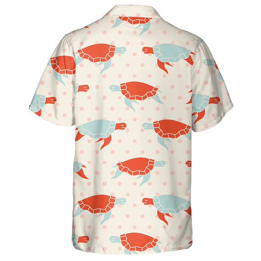 Colorful Turtles On A Polka Dot Background Hawaiian Shirt, Hawaiian Shirt Gift, Christmas Gift